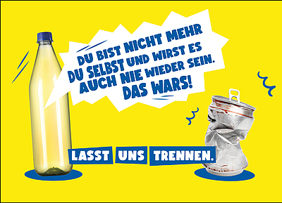 ALPLA informiert mit der österreichweiten Kampagne „Lasst uns trennen“ über die Vorteile von PET. © ALPLA