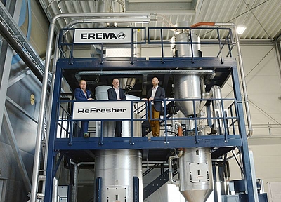 Michael Heitzinger, Clemens Kitzberger und Thomas Hofstätter im Erema-Kundenzentrum