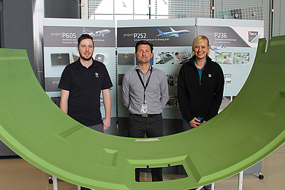 Patrick Penninger, Kurt Pieringer und Katrin Maier sind gemeinsam mit vielen anderen Mitgliedern der FACC-Crew für den Erfolg des Langzeitprojekts A320 Fancowls verantwortlich.